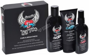 Renee Blanche Essential Tattoo promocyjny zestaw - oczyszczający spray nabłyszczający 100 ml + olejek pod prysznic 200 ml + krem ochronny dodający blasku 100 ml