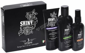 Renee Blanche Shiny Tattoo promocyjny zestaw - oczyszczający spray nabłyszczający 100 ml + olejek pod prysznic 200 ml + krem ochronny dodający blasku 100 ml