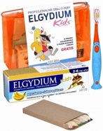 Elgydium zestaw kids promocyjny - pasta do zębów elgydium kids (2-6 lat) bananowa 50 ml + szczoteczka do zębów elgydium kids (2-6 lat) + kolorowanka, kredki i kosmetyczka GRATIS !!!