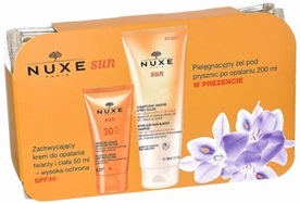 Nuxe Sun promocyjny zestaw - zachwycający krem do opalania twarzy i ciała spf-30 50 ml + pielęgnacyjny żel pod prysznic po opalaniu 200 ml +  elegancka kosmetyczka GRATIS !!!