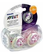 Avent smoczek do uspokajania silikonowy 6-18 m nocny x 2 szt (176/24) różowy