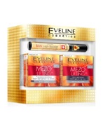 Eveline Mezo lifting 50+ promocyjny zestaw - przeciwzmarszczkowy krem-koncentrat na dzień 50 ml + silnie ujędrniający  krem-serum na noc 50 ml + serum do rzęs z olejkiem arganowym 5w1 10 ml